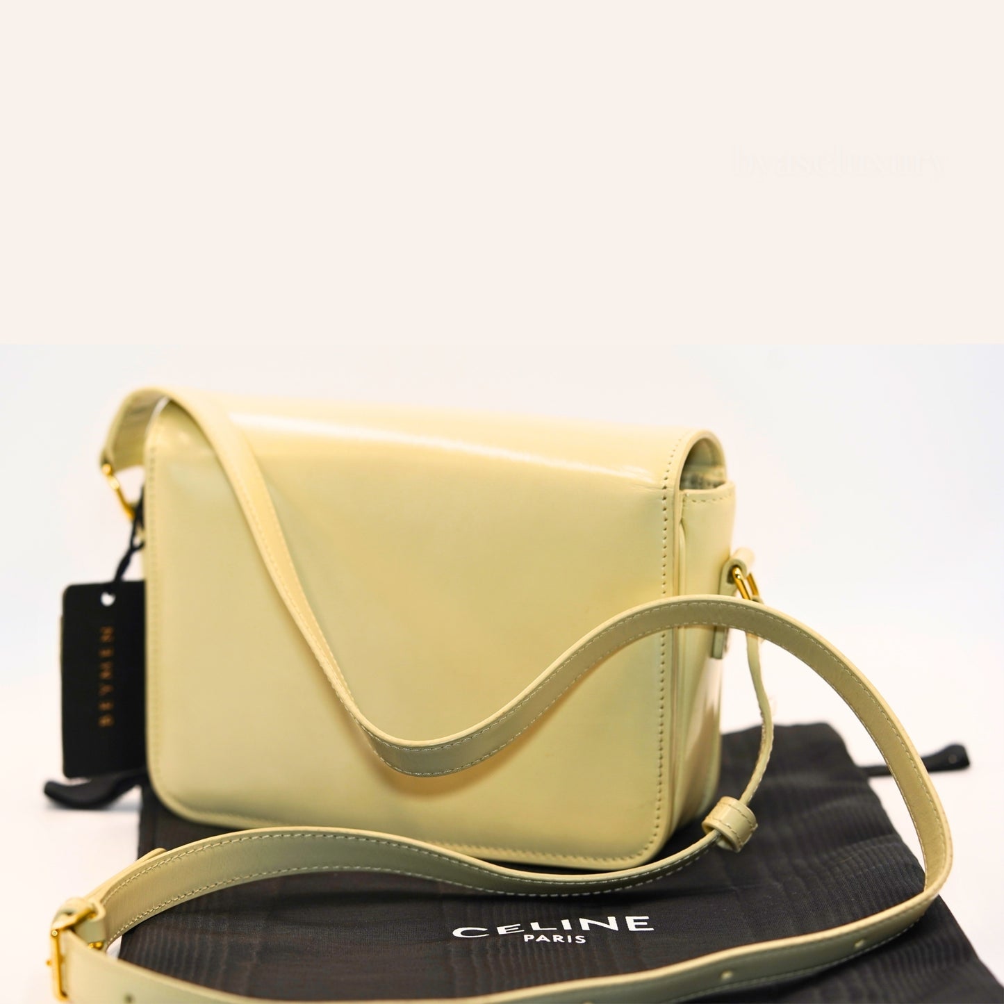 Celine Triomphe Cream Leather Shoulder Bag