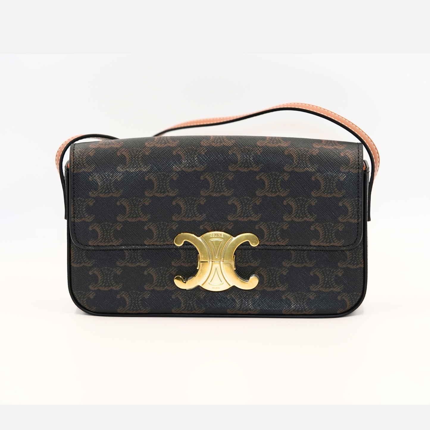 Celine Triomphe Canvas Shoulder Bag – Dark Brown