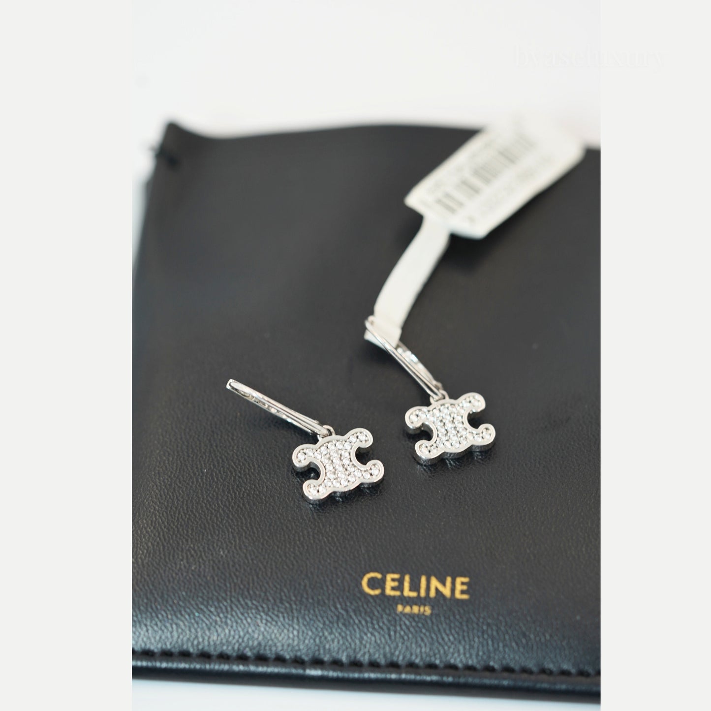 Celine Triomphe Taşlı Silver Küpe