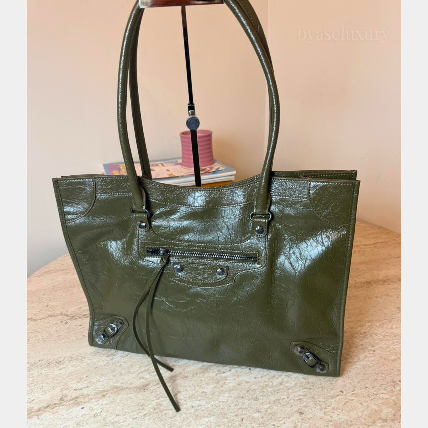 Balenciaga Le City Haki Deri Çanta