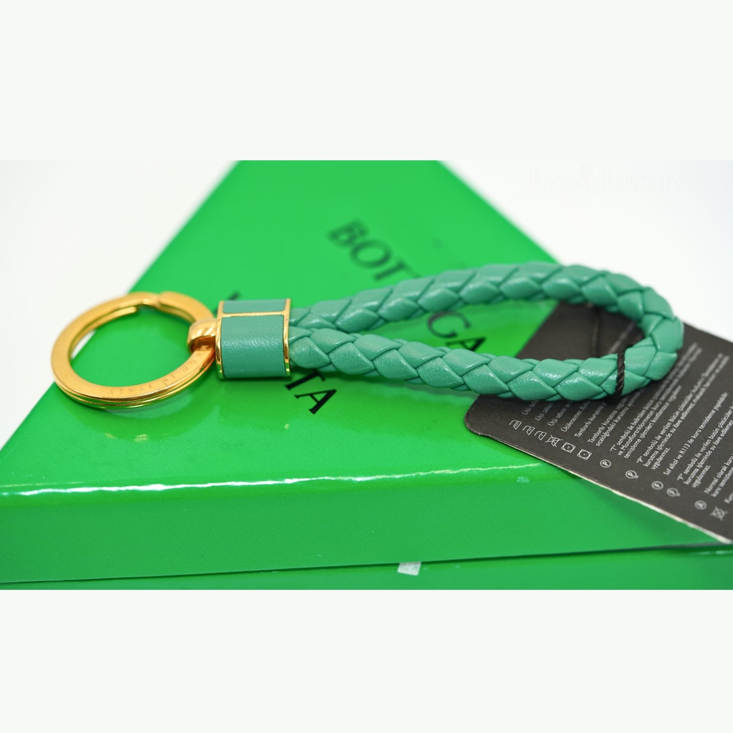 Bottega Vanetta Yeşil Deri Örgü Anahtarlık