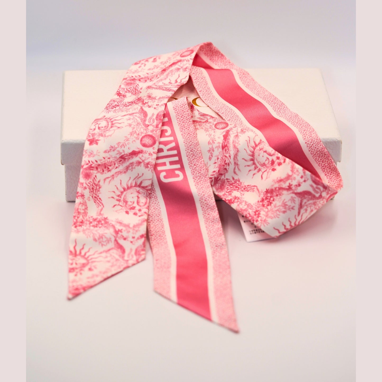 Dior Pembe Desenli İpek Fular