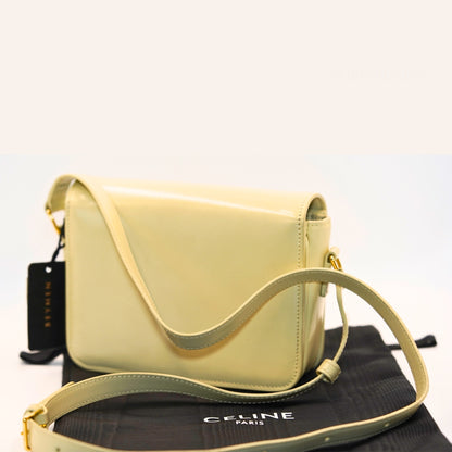 Celine Triomphe Cream Leather Shoulder Bag