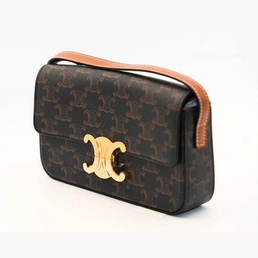 Celine Triomphe Canvas Shoulder Bag – Dark Brown