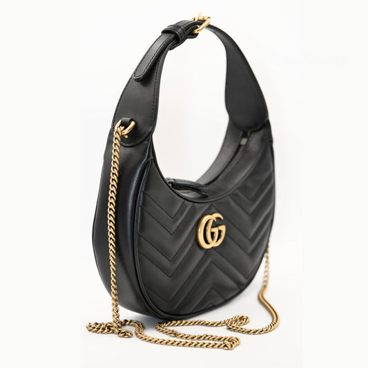 Gucci GG Marmont Mini Hobo Bag – Black Leather