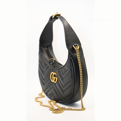 Gucci GG Marmont Mini Hobo Bag – Black Leather