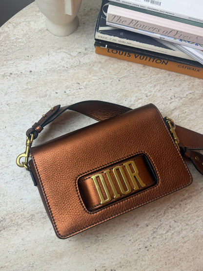 Dior Dio(r)evolution Bronz Metalik Deri Omuz Çantası