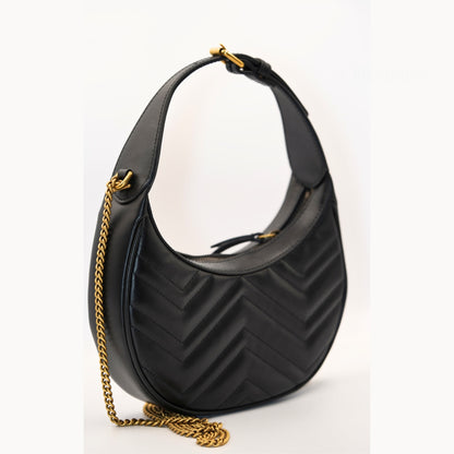 Gucci GG Marmont Mini Hobo Bag – Black Leather