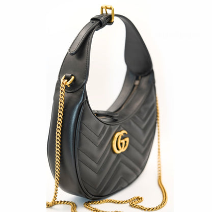 Gucci GG Marmont Mini Hobo Bag – Black Leather