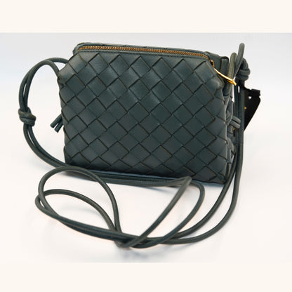 Bottega Veneta Intrecciato Deri Crossbody Çanta – Yeşil