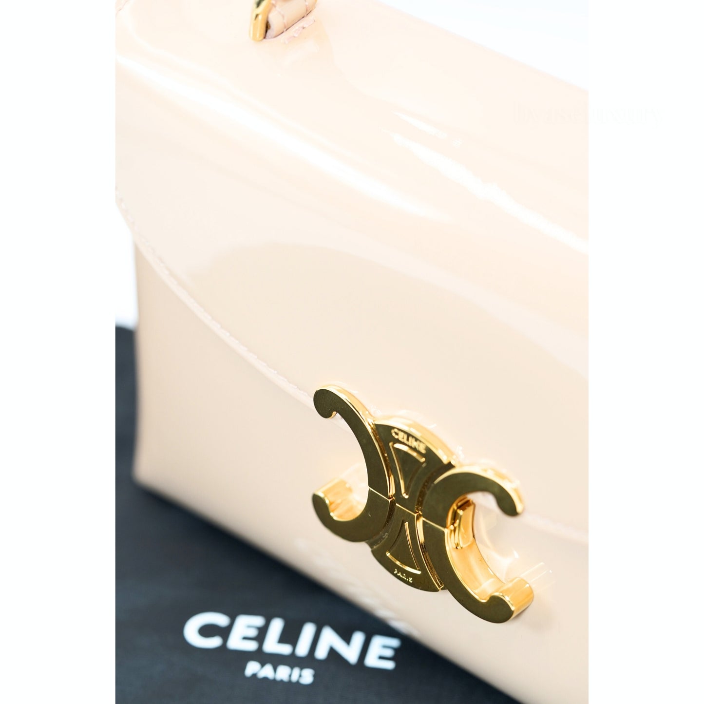 Celine Triomphe Vernis Top Handle Çanta – Nude