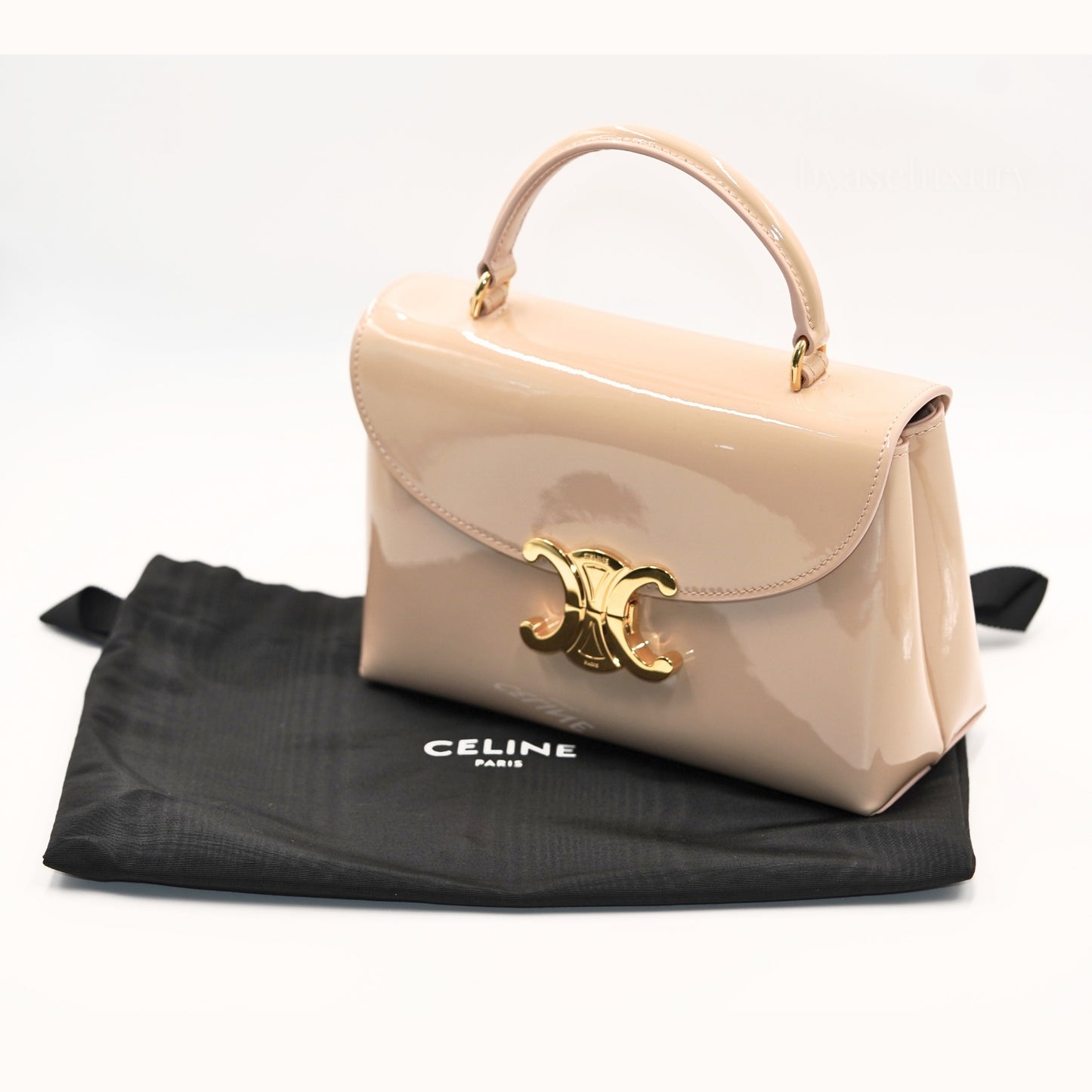 Celine Triomphe Vernis Top Handle Çanta – Nude