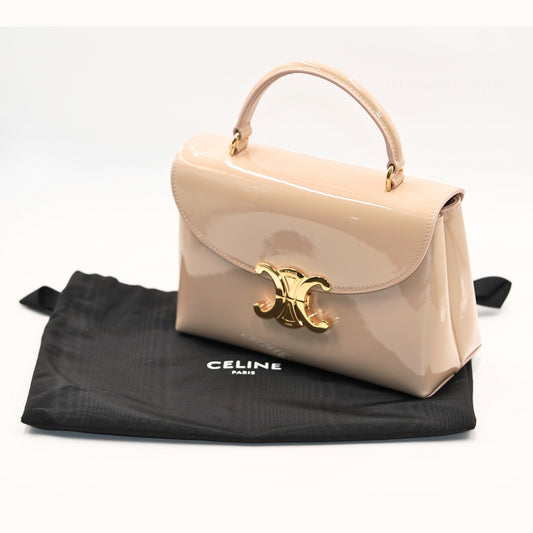 Celine Triomphe Vernis Top Handle Çanta – Nude