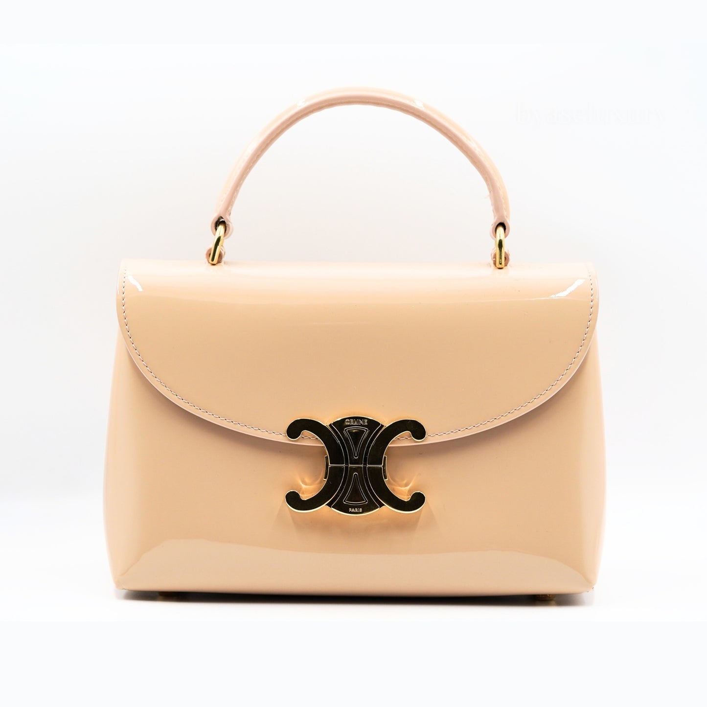 Celine Triomphe Vernis Top Handle Çanta – Nude