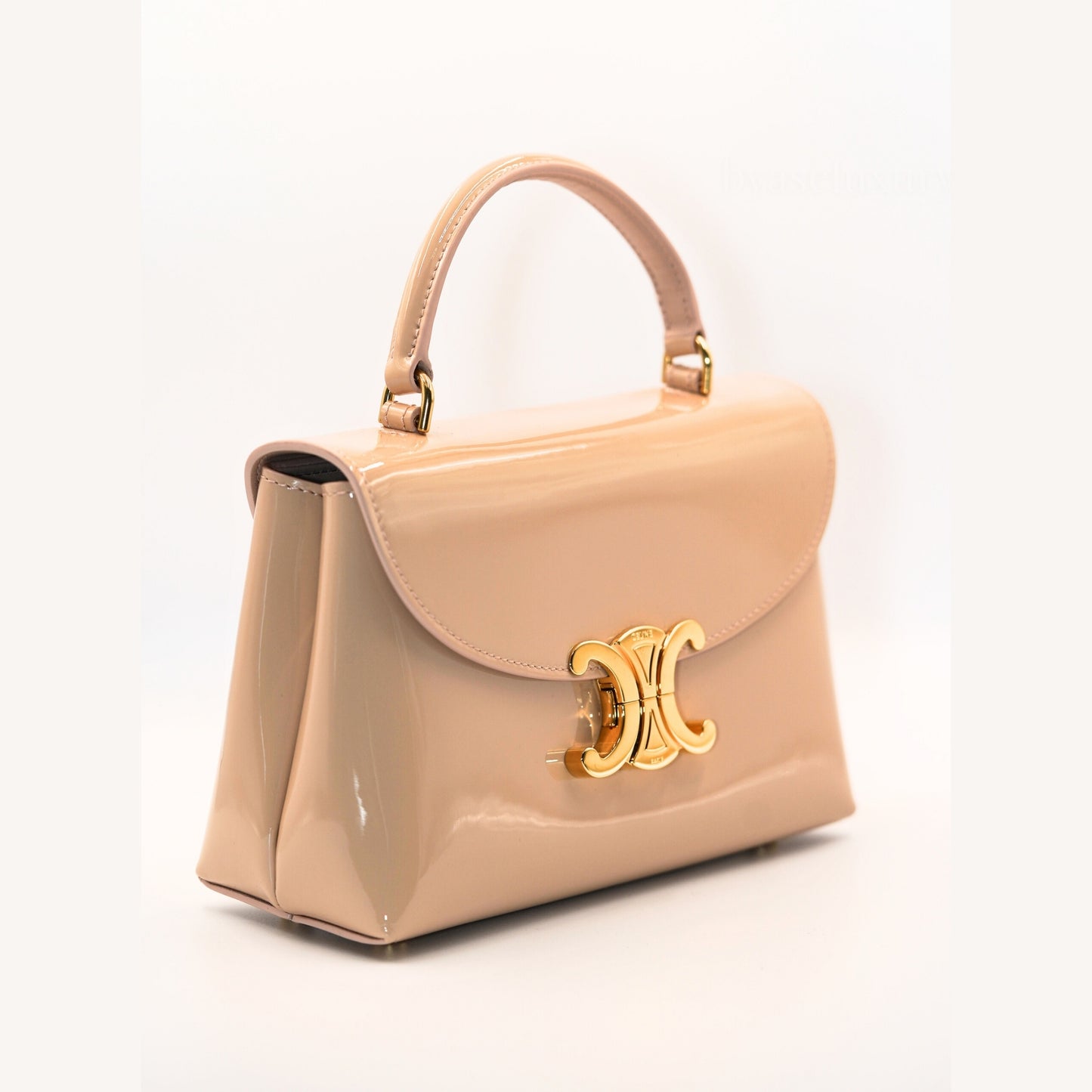Celine Triomphe Vernis Top Handle Çanta – Nude