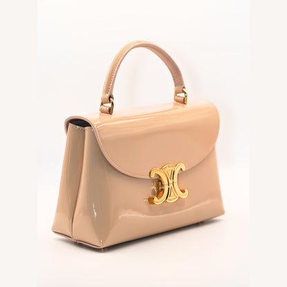 Celine Triomphe Vernis Top Handle Çanta – Nude