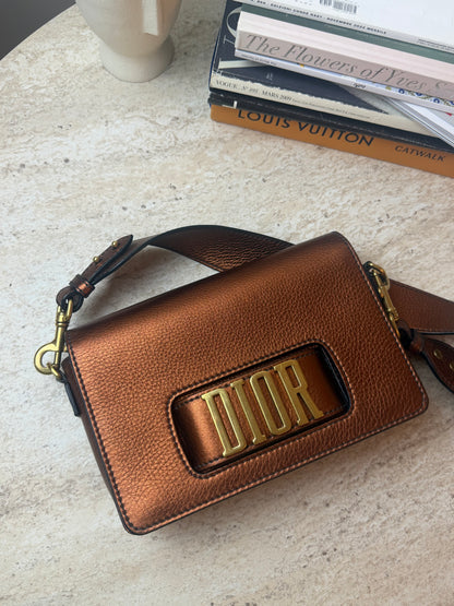 Dior Dio(r)evolution Bronz Metalik Deri Omuz Çantası