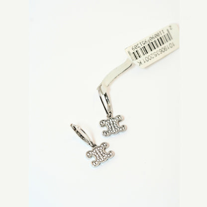 Celine Triomphe Taşlı Silver Küpe