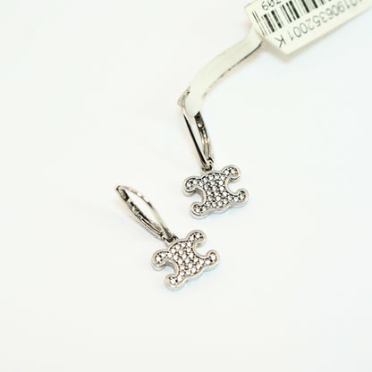 Celine Triomphe Taşlı Silver Küpe