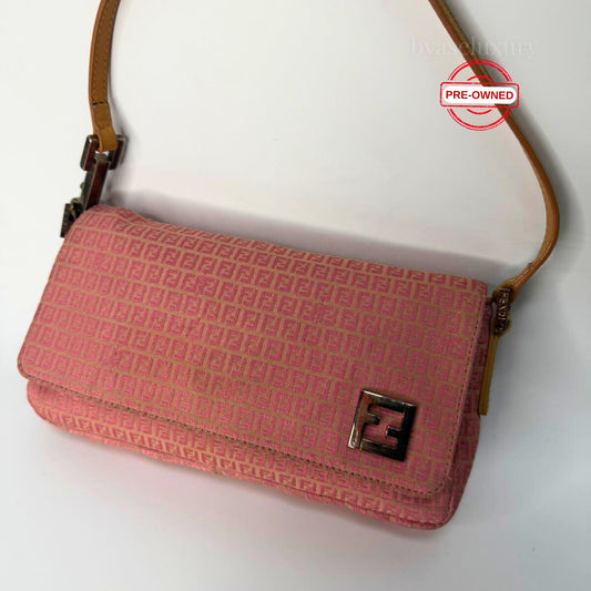 Fendi Zucca Monogram Pembe Omuz Çantası - Pre-Owned
