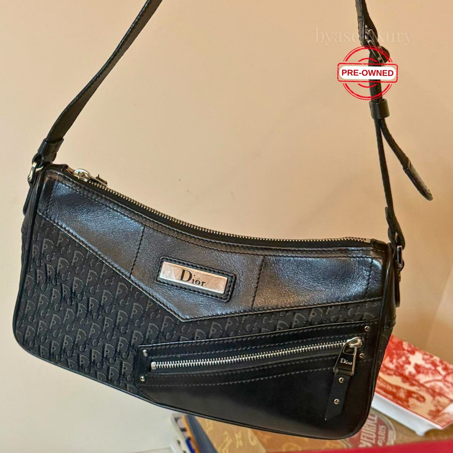 Dior Siyah Monogram Omuz Çantası - Pre-Owned