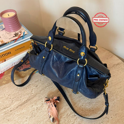 Miu Miu Vitello Lacivert Deri Çanta | Pre-Owned