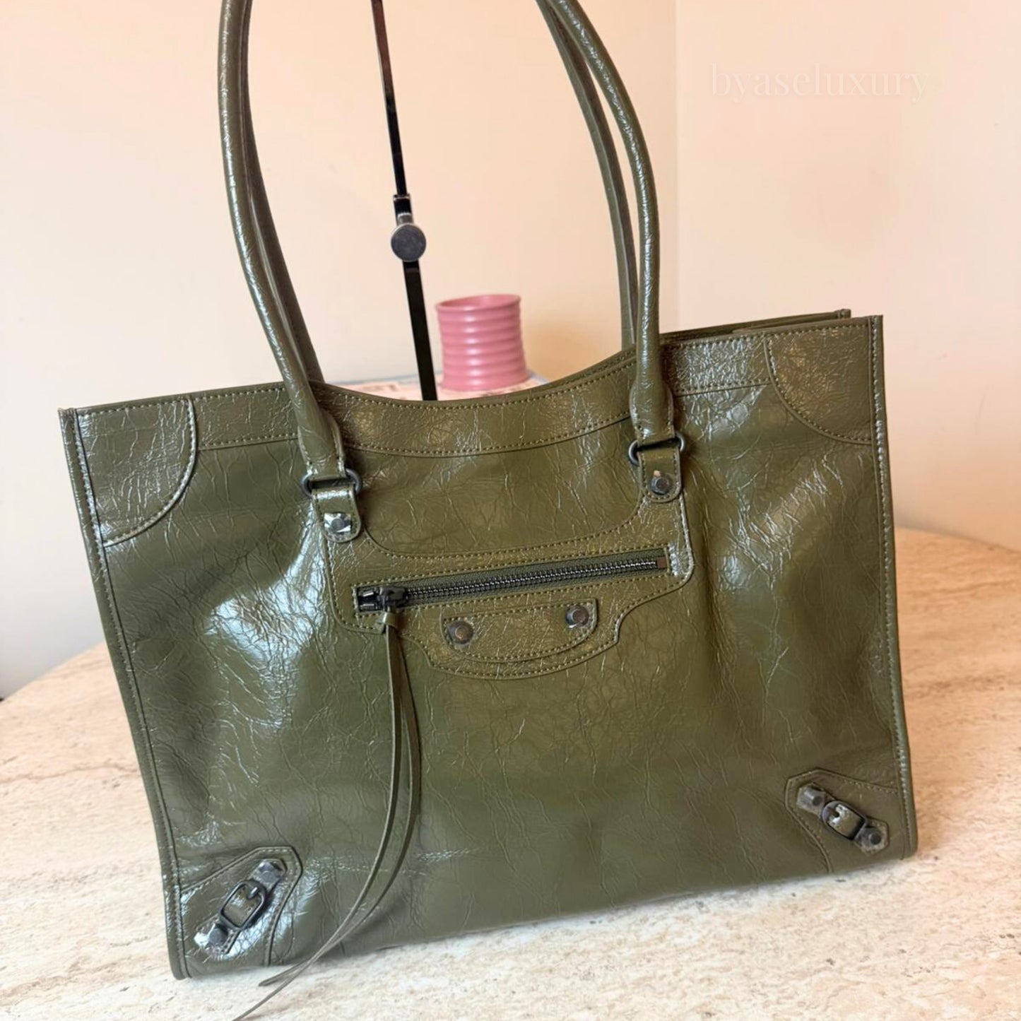 Balenciaga Le City Haki Deri Çanta