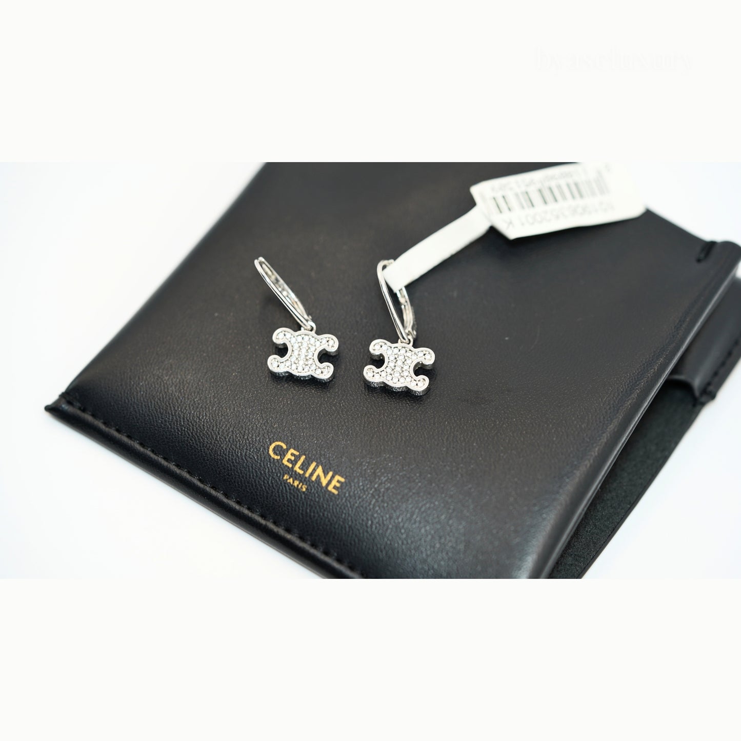 Celine Triomphe Taşlı Silver Küpe