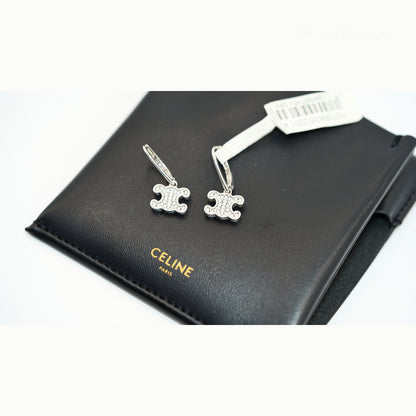 Celine Triomphe Taşlı Silver Küpe