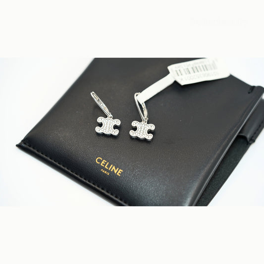 Celine Triomphe Taşlı Silver Küpe