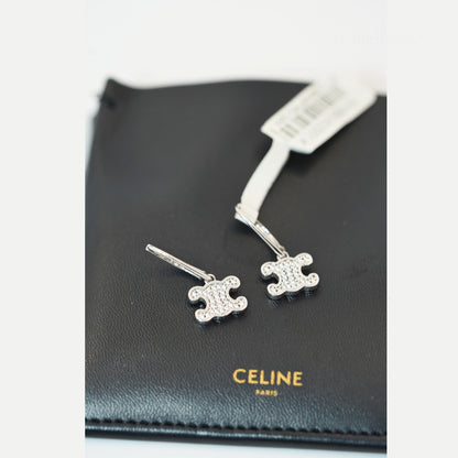 Celine Triomphe Taşlı Silver Küpe