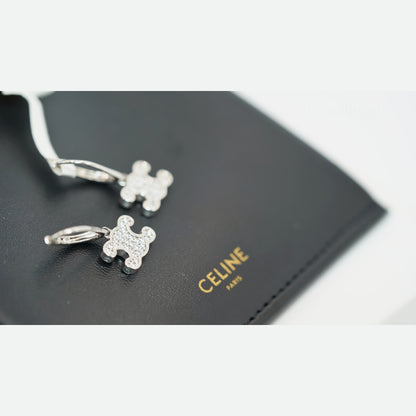 Celine Triomphe Taşlı Silver Küpe