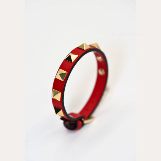 Valentino Garavani Rockstud Kırmızı Deri Bilezik