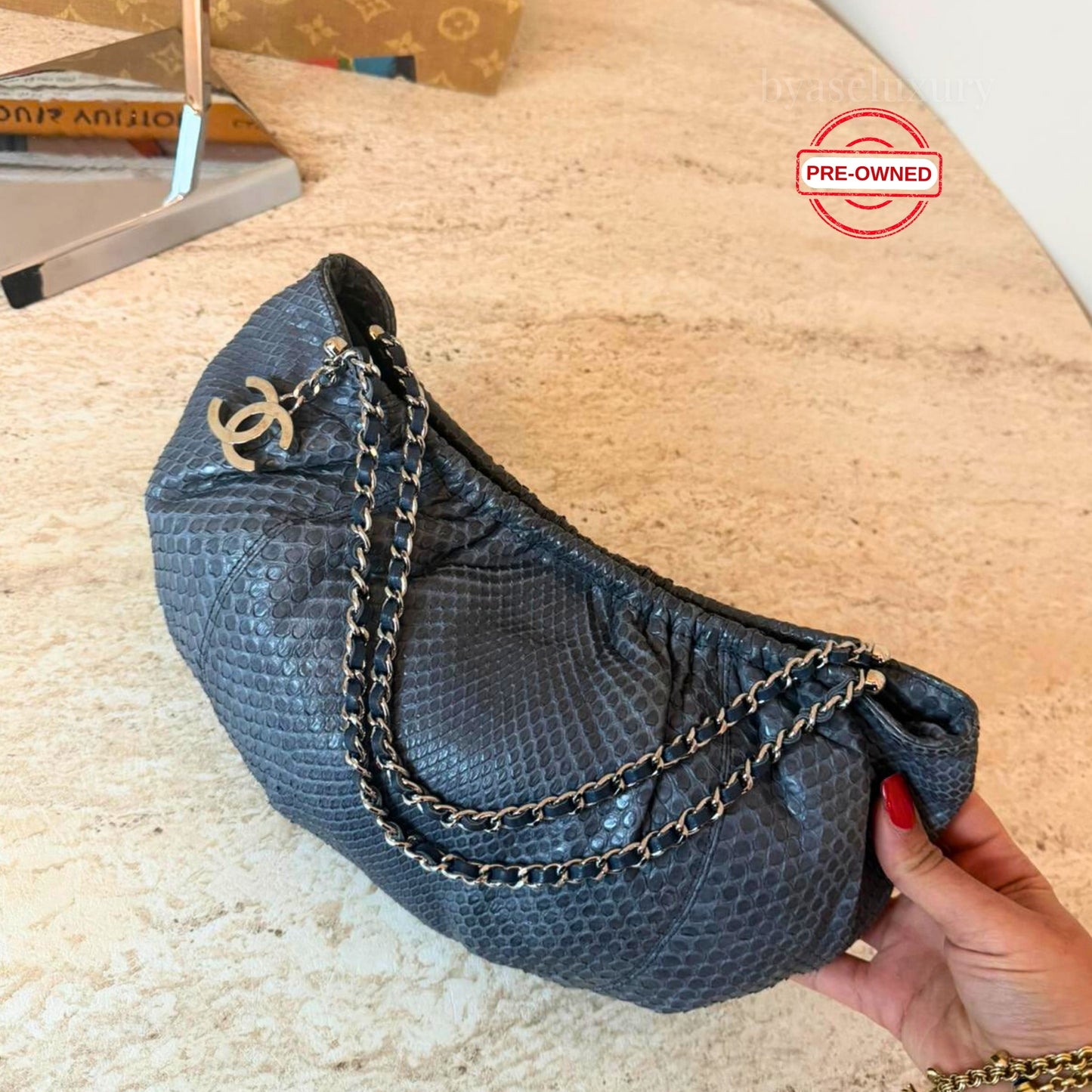 Chanel Python Deri Zincir Askılı Omuz Çantası – Koleksiyonluk | Pre-Owned