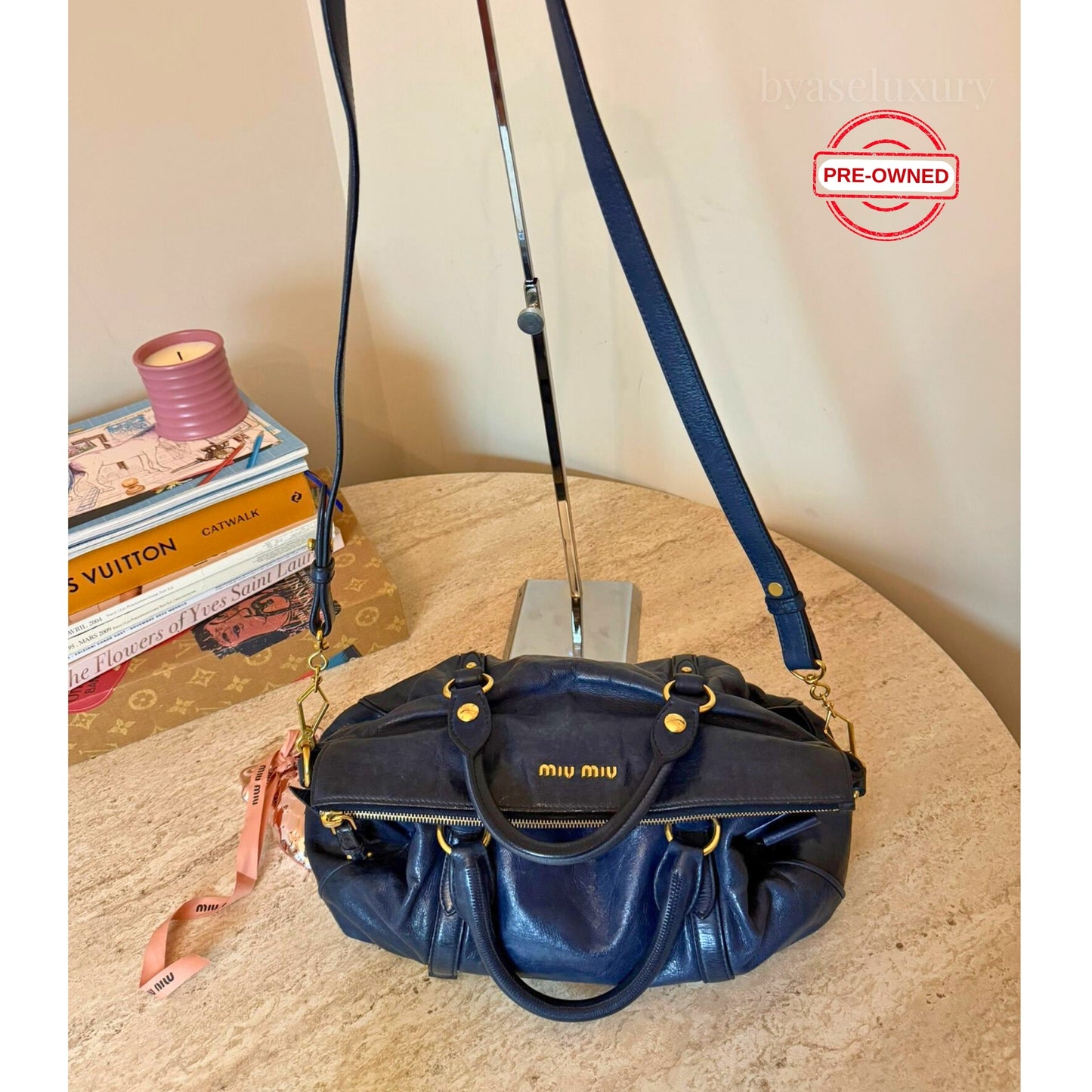 Miu Miu Vitello Lacivert Deri Çanta | Pre-Owned