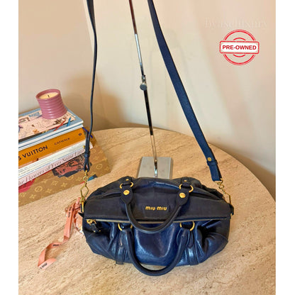 Miu Miu Vitello Lacivert Deri Çanta | Pre-Owned