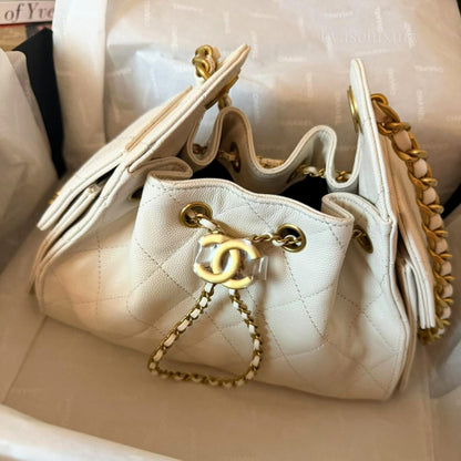 Chanel 25 Mini Beyaz Deri Çanta