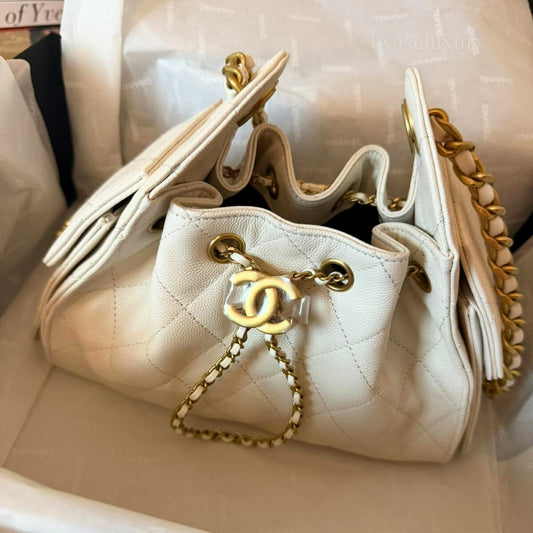 Chanel 25 Mini Beyaz Deri Çanta
