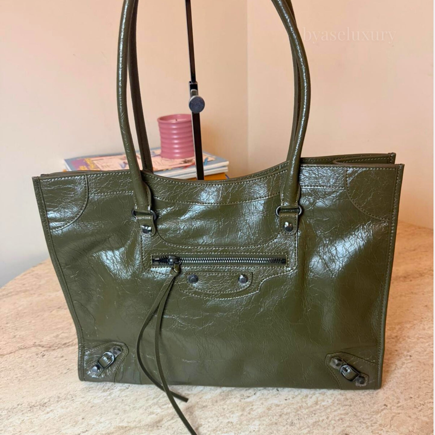 Balenciaga Le City Haki Deri Çanta