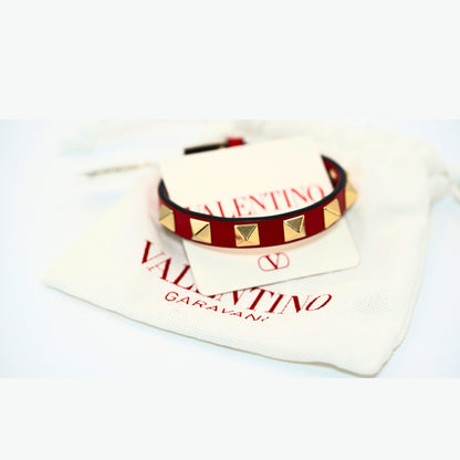 Valentino Garavani Rockstud Kırmızı Deri Bilezik