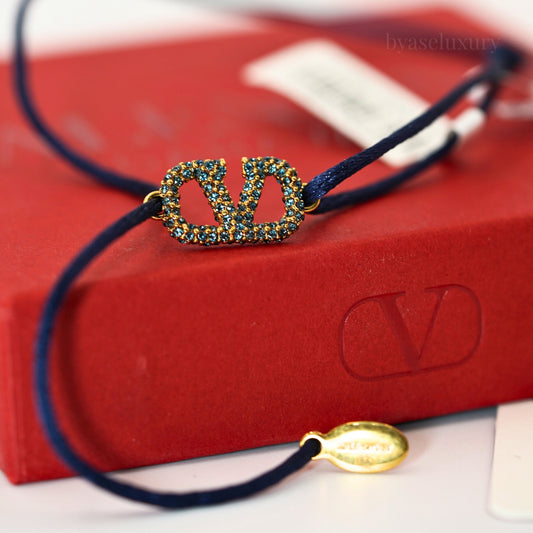 Valentino VLogo Mavi İp Bileklik