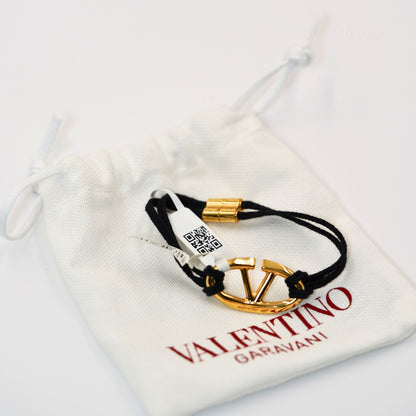 Valentino VLogo Siyah İp Bileklik