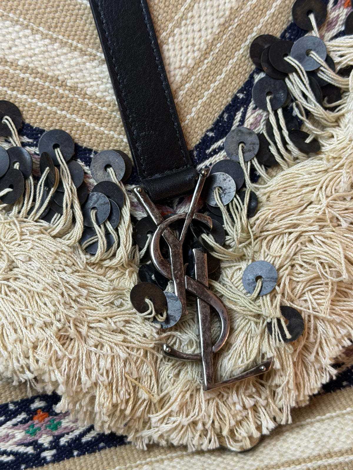 Saint Laurent YSL Koleksiyonluk Etnik Dokuma Zincir Askılı Çanta