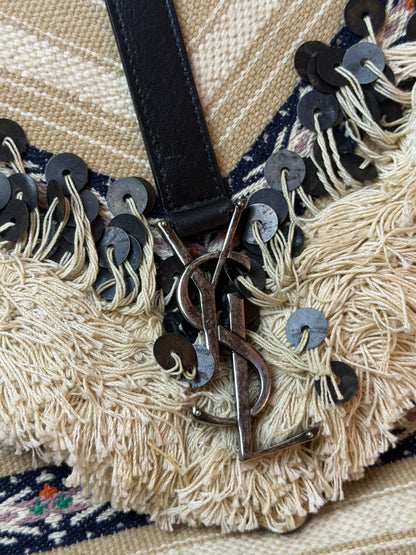 Saint Laurent YSL Koleksiyonluk Etnik Dokuma Zincir Askılı Çanta