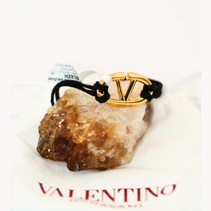 Valentino VLogo Siyah İp Bileklik