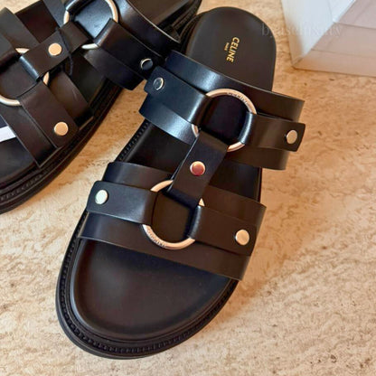 Celine Deri Siyah Terlik | Unisex – 41 Numara