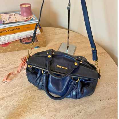 Miu Miu Vitello Lacivert Deri Çanta | Pre-Owned