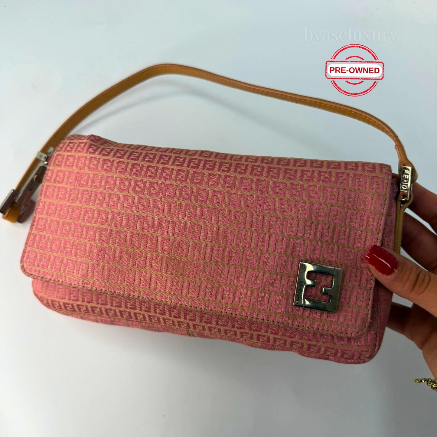 Fendi Zucca Monogram Pembe Omuz Çantası - Pre-Owned