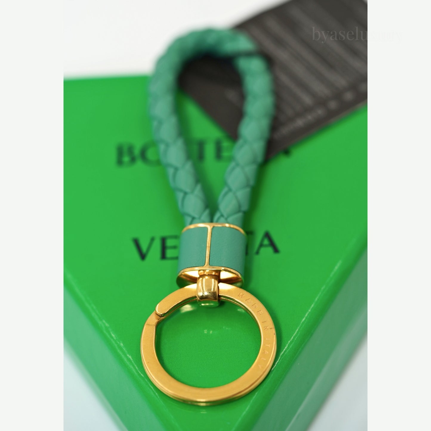 Bottega Vanetta Yeşil Deri Örgü Anahtarlık