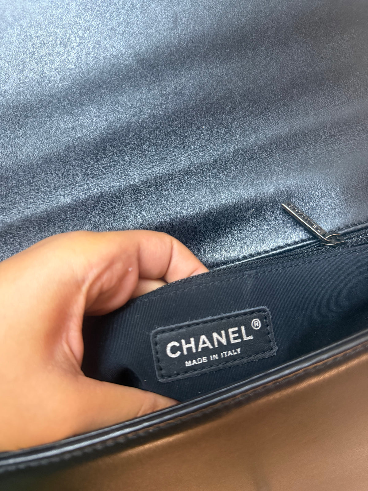 Chanel Boy Degrade Bej Siyah Kapitone Deri Çanta
